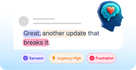 A message tagged with sarcasm, high urgency and frustration