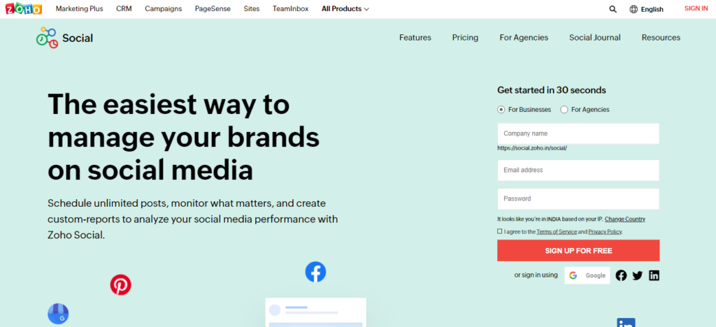 Zoho social media automation tools