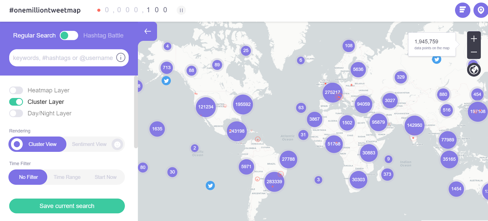 16. #Onemilliontweetmap