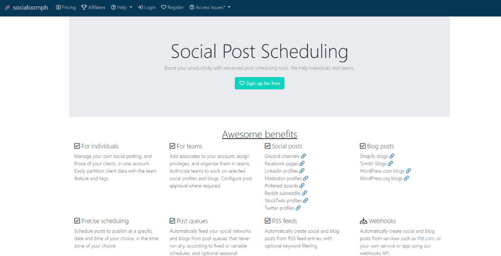 Socialoomph Social Media Management tool